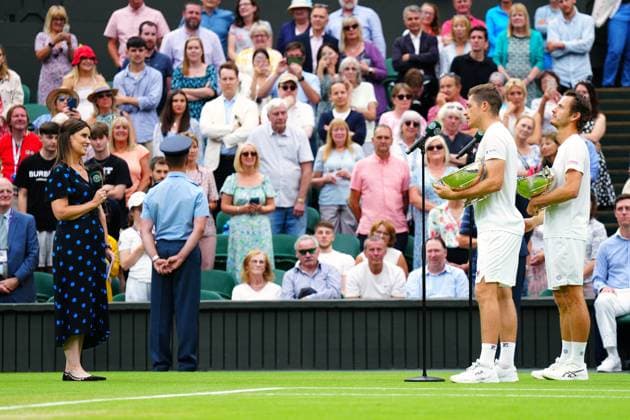 Mandatory Credit: Photo by Javier Garcia Shutterstock (14010521hu) Neal Skupski and Wesley Koolhof celebrate victory in the Gentlemen s Dobles final Wimbledon Tennis Championships, Day 13, The All England Lawn Tennis and Croquet Club, London, UK - 15 Jul 2023 Wimbledon Tennis Championships, Day 13, The All England Lawn Tennis and Croquet Club, London, UK - 15 Jul 2023  Copyright: xJavierxGarcia Shutterstockx 14010521hu