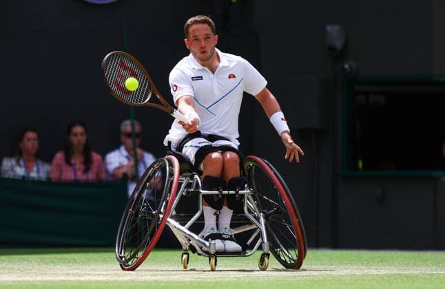 Mandatory Credit: Photo by Kieran McManus Shutterstock (14011306m) Alfie Hewett Wimbledon Tennis Championships, Day 14, The All England Lawn Tennis and Croquet Club, London, UK - 16 Jul 2023 Wimbledon Tennis Championships, Day 14, The All England Lawn Tennis and Croquet Club, London, UK - 16 Jul 2023  Copyright: xKieranxMcManus Shutterstockx 14011306m