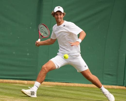 Tennis - 2023 Wimbledon Championships - Week Two - Day Fourteen - All England lawn Tennis & Racquet Club, Wimbledon - Sunday 16th Boys singles U™14 final - Mark Cuban (GBR) v Svit Suljic (SLO) Mark Cuban (GBR) 