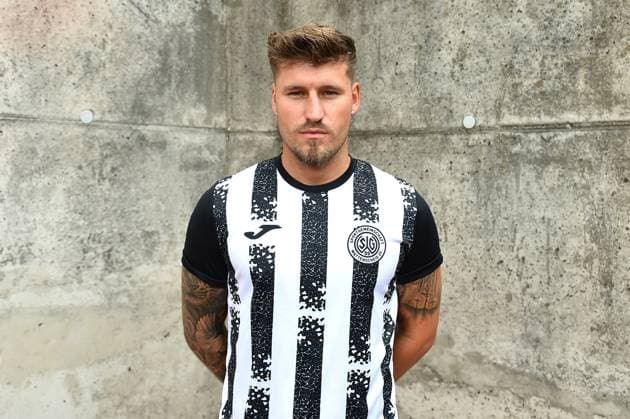 Soccer men Oberliga Westfalen season 2023 2024 photo session SG Wattenscheid 09 on 16 07 2023 at Lohrheidestadion in Bochum Wattenscheid Tim Kaminski SG Wattenscheid 09 Lower Saxony Germany