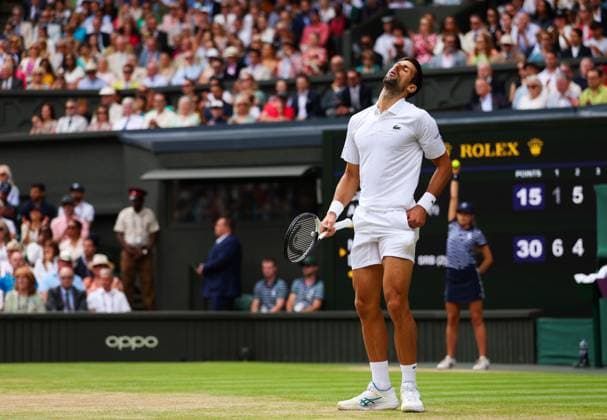 Mandatory Credit: Photo by Ella Ling Shutterstock (14011309cn) Novak Djokovic looks dejected Wimbledon Tennis Championships, Day 14, The All England Lawn Tennis and Croquet Club, London, UK - 16 Jul 2023 Wimbledon Tennis Championships, Day 14, The All England Lawn Tennis and Croquet Club, London, UK - 16 Jul 2023  Copyright: xEllaxLing Shutterstockx 14011309cn