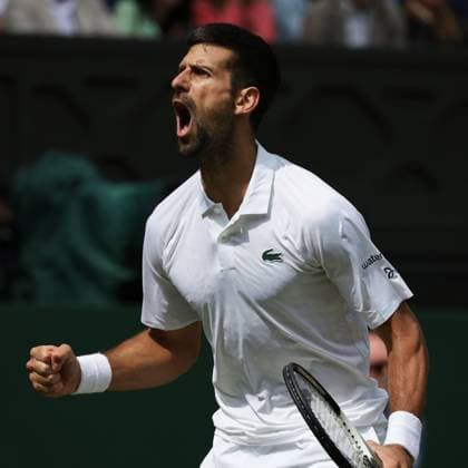 16th July 2023; All England Lawn Tennis and Croquet Club, London, England: Wimbledon Tennis Tournament; Mens singles final on centre court Novak Djokovic versus Carlos Alcaraz; Djokovic celebrates a point won against Alcaraz  ActionPlus12532005 JohnxPatrickxFletcher