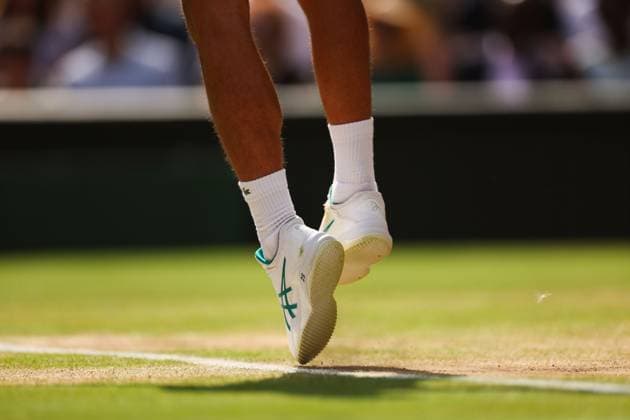 Mandatory Credit: Photo by Ella Ling Shutterstock (14011309df) Novak Djokovic serving Wimbledon Tennis Championships, Day 14, The All England Lawn Tennis and Croquet Club, London, UK - 16 Jul 2023 Wimbledon Tennis Championships, Day 14, The All England Lawn Tennis and Croquet Club, London, UK - 16 Jul 2023  Copyright: xEllaxLing Shutterstockx 14011309df