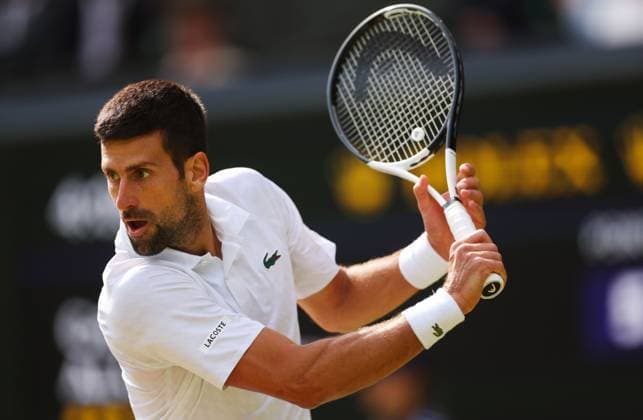 Mandatory Credit: Photo by Ella Ling Shutterstock (14011309dk) Novak Djokovic Wimbledon Tennis Championships, Day 14, The All England Lawn Tennis and Croquet Club, London, UK - 16 Jul 2023 Wimbledon Tennis Championships, Day 14, The All England Lawn Tennis and Croquet Club, London, UK - 16 Jul 2023  Copyright: xEllaxLing Shutterstockx 14011309dk