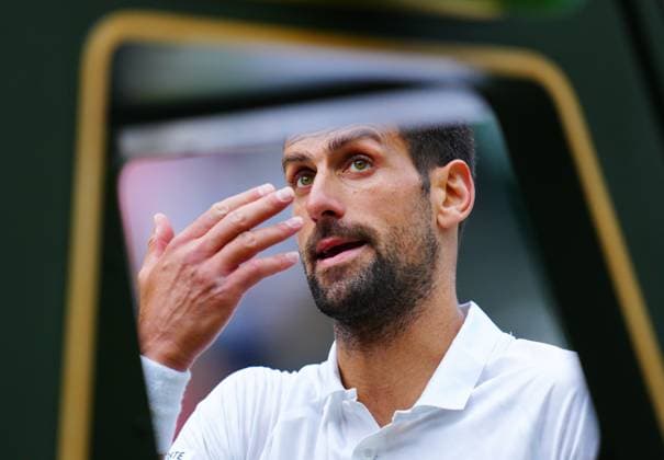 Mandatory Credit: Photo by Javier Garcia Shutterstock (14011311gn) Novak Djokovic arguing with umpire Fergus Murphy during the Men s Singles final Wimbledon Tennis Championships, Day 14, The All England Lawn Tennis and Croquet Club, London, UK - 16 Jul 2023 Wimbledon Tennis Championships, Day 14, The All England Lawn Tennis and Croquet Club, London, UK - 16 Jul 2023  Copyright: xJavierxGarcia Shutterstockx 14011311gn