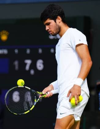 Mandatory Credit: Photo by Javier Garcia Shutterstock (14011311hg) Novak Djokovic keeps Carlos Alcaraz ahead of the fourth set during the Men s Singles final Wimbledon Tennis Championships, Day 14, The All England Lawn Tennis and Croquet Club, London, UK - 16 Jul 2023 Wimbledon Tennis Championships, Day 14, The All England Lawn Tennis and Croquet Club, London, UK - 16 Jul 2023  Copyright: xJavierxGarcia Shutterstockx 14011311hg