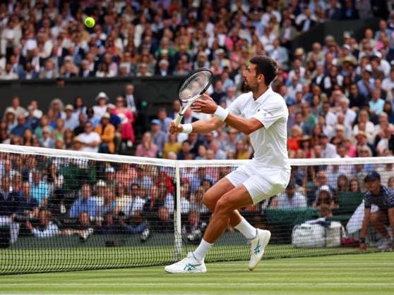 Mandatory Credit: Photo by Ella Ling Shutterstock (14011309fi) Novak Djokovic during the Men s Singles final Wimbledon Tennis Championships, Day 14, The All England Lawn Tennis and Croquet Club, London, UK - 16 Jul 2023 Wimbledon Tennis Championships, Day 14, The All England Lawn Tennis and Croquet Club, London, UK - 16 Jul 2023  Copyright: xEllaxLing Shutterstockx 14011309fi