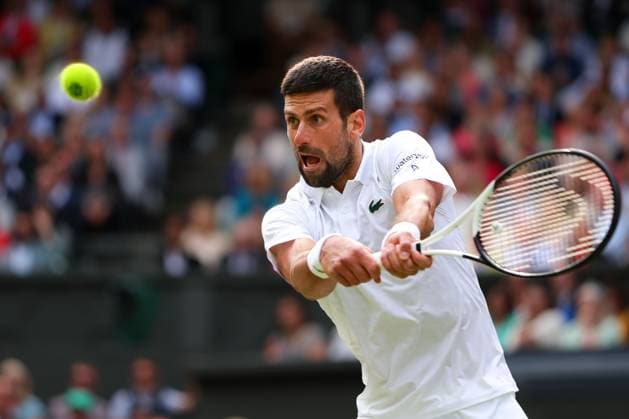 Mandatory Credit: Photo by Ella Ling Shutterstock (14011309fh) Novak Djokovic during the Men s Singles final Wimbledon Tennis Championships, Day 14, The All England Lawn Tennis and Croquet Club, London, UK - 16 Jul 2023 Wimbledon Tennis Championships, Day 14, The All England Lawn Tennis and Croquet Club, London, UK - 16 Jul 2023  Copyright: xEllaxLing Shutterstockx 14011309fh