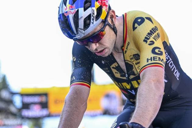 SAINT-GERVAIS MONT BLANC, FRANCE - JULY 16 : Van Aert Wout (BEL) of Jumbo-Visma after the race during stage 15 of the 110th edition of the Tour de France 2023 cycling race, a stage of 180 kms with start in Les Gets and finish in Saint-Gervais Mont Blanc on July 16, 2023 in Saint-Gervais Mont Blanc, France, 16 07 2023 ( Motordriver Kenny Verfaillie - Tour de France 2023 - Stage 15 PhotoNews Panoramic 