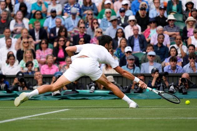 Mandatory Credit: Photo by Dave Shopland Shutterstock (14011307hs) Novak Djokovic during the Men s Singles final Wimbledon Tennis Championships, Day 14, The All England Lawn Tennis and Croquet Club, London, UK - 16 Jul 2023 Wimbledon Tennis Championships, Day 14, The All England Lawn Tennis and Croquet Club, London, UK - 16 Jul 2023  Copyright: xDavexShopland Shutterstockx 14011307hs