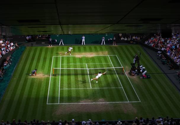 Mandatory Credit: Photo by Kieran McManus Shutterstock (14011306cj) Carlos Alcaraz and Novak Djokovic battle it out for the Wimbledon Title Wimbledon Tennis Championships, Day 14, The All England Lawn Tennis and Croquet Club, London, UK - 16 Jul 2023 Wimbledon Tennis Championships, Day 14, The All England Lawn Tennis and Croquet Club, London, UK - 16 Jul 2023  Copyright: xKieranxMcManus Shutterstockx 14011306cj