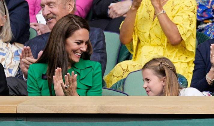 Mandatory Credit: Photo by Dave Shopland Shutterstock (14011307ii) Catherine Princess of Wales and Princess Charlotte in the Royal Box on Centre Court Wimbledon Tennis Championships, Day 14, The All England Lawn Tennis and Croquet Club, London, UK - 16 Jul 2023 Wimbledon Tennis Championships, Day 14, The All England Lawn Tennis and Croquet Club, London, UK - 16 Jul 2023  Copyright: xDavexShopland Shutterstockx 14011307ii