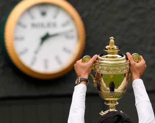 Mandatory Credit: Photo by Javier Garcia Shutterstock (14011311lb) Carlos Alcaraz lifts the The Gentlemen s Singles Trophy after victory Wimbledon Tennis Championships, Day 14, The All England Lawn Tennis and Croquet Club, London, UK - 16 Jul 2023 Wimbledon Tennis Championships, Day 14, The All England Lawn Tennis and Croquet Club, London, UK - 16 Jul 2023  Copyright: xJavierxGarcia Shutterstockx 14011311lb
