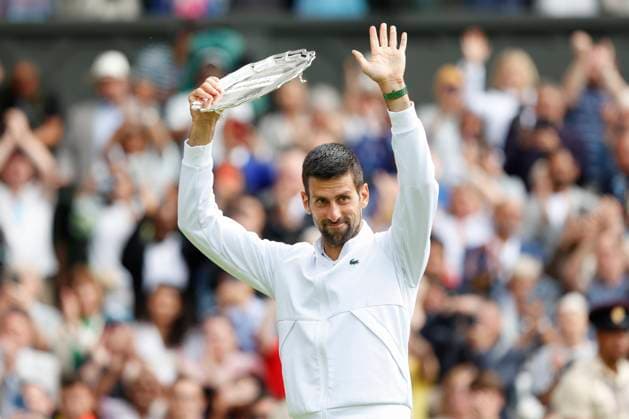 Finalist Novak Djokovic with the cup, award ceremony, presentation Copyright: xJuergenxHasenkopfx