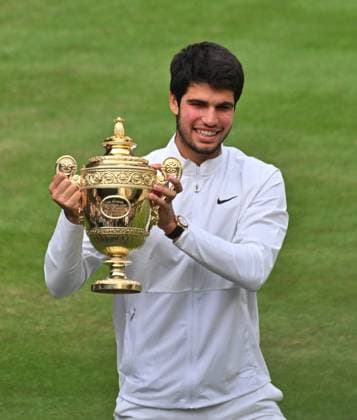 Tennis : Wimbledon 2023 - Angleterre - Finale simple Messieurs- Victoire de Carlos Alcaraz Espagne contre Novak Djokovic Serbie - Tennis : Wimbledon 2023 - Angleterre- 16 07 23 ChrysleneCaillaud Panoramic  