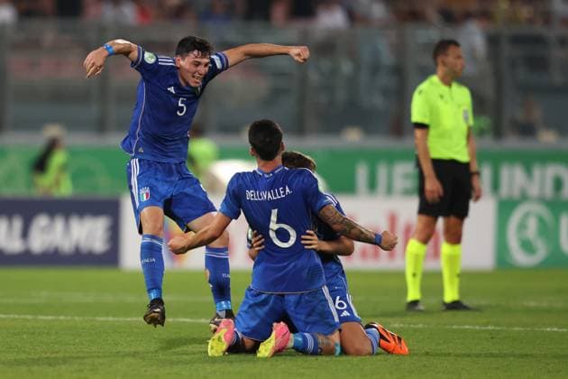 Portugal v Italy : Final - UEFA European Under-19 Championship 2022 23 TA QALI, MALTA - JULY 16: Italy players celebrate winning the 2023 UEFA European Under-19 Championship by beating Portugal 1-0 in the final soccer match between the two teams at the National Stadium, on July 16, 2023, in Ta Qali, Malta. Ta Qali Attard Malta  Copyright: xDomenicxAquilinax originalFilename:aquilina-uefaeuro230716_npWLn.jpg