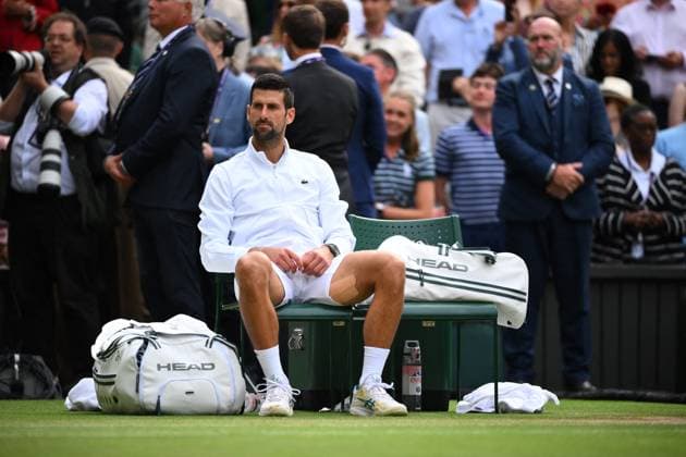 Wimbledon - Carlos Alcaraz Wins First Title Novak Djokovic (SRB) during the men final at the 2023 Wimbledon Championships at the AELTC in London, UK on July 16, 2023. Photo by Corinne Dubreuil ABACAPRESS.COMM London United Kingdom  Copyright: xDubreuilxCorinne ABACAx 860951_094 DubreuilxCorinne ABACAx 860951_094