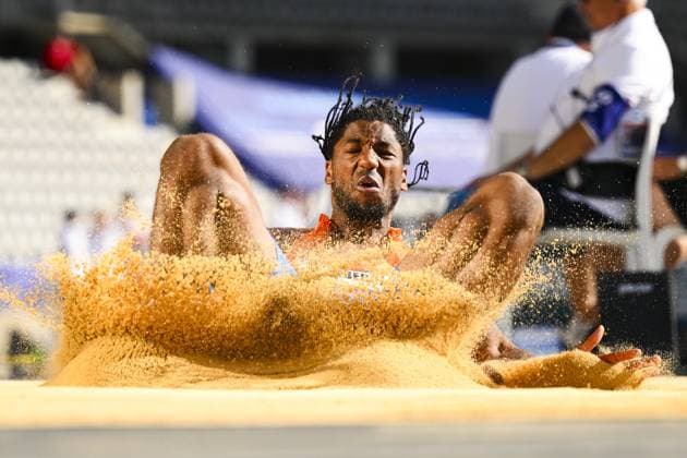 Sport Themen der Woche KW29 Sport Bilder des Tages Ranki Oberi (Ned) - Finale Saut en longueur T20 hommes PARA ATHLETISME : Championnats du Monde de Para Athletisme - session du Matin - Paris - 17 07 2023 JBAutissier Panoramic  