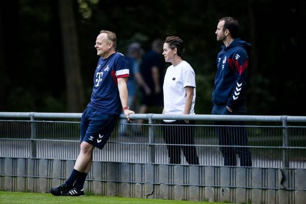 Training 1 FC Koeln Women 17 07 2023 Daniel Weber Coach 1 FC Koeln laughing with Nicole Bender Rummler Department Manager 1 FC Koeln Women and Sebastian Bolte Team Manager 1 FC Koeln Women Training 1 FC Koeln Women Geissbockheim, 17 07 2023 Copyright: xBEAUTIFULxSPORTS Wunderlx