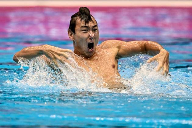 Sport Themen der Woche KW29 Sport Bilder des Tages Eduard Kim of Kazakhstan competes in the Men s Solo Free Preliminary during the 20th World Aquatics Championships at the Marine Messe Hall A in Fukuoka (Japan), July 18th, 2023. AndreaXMasini