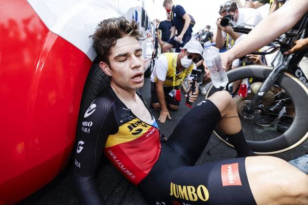 Belgian Wout van Aert of Team Jumbo-Visma pictured after stage 16 of the Tour de France cycling race, an individual time trial from Passy to Combloux (22,4 km), France, Tuesday 18 July 2023. This year s Tour de France takes place from 01 to 23 July 2023. POOLxCORVOSxTIMxVANxWICHELEN  x70766420x