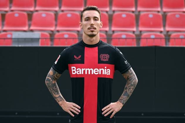 Alejandro Grimaldo Bayer 04 Leverkusen 1 BL, Porträttermin 2023 2024,