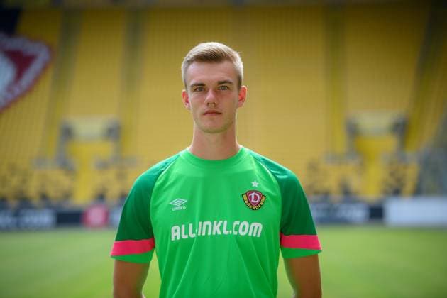 Goalkeeper Erik Herrmann SG Dynamo Dresden 3 league, portrait date 2023 2024