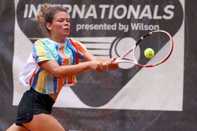 Darmstadt 19 July 2023 47 International Womens ITF W25 Singles Tennis Tournament v l , Nicole RIVKIN GER plays a backhand Copyright: JoaquimxFerreira