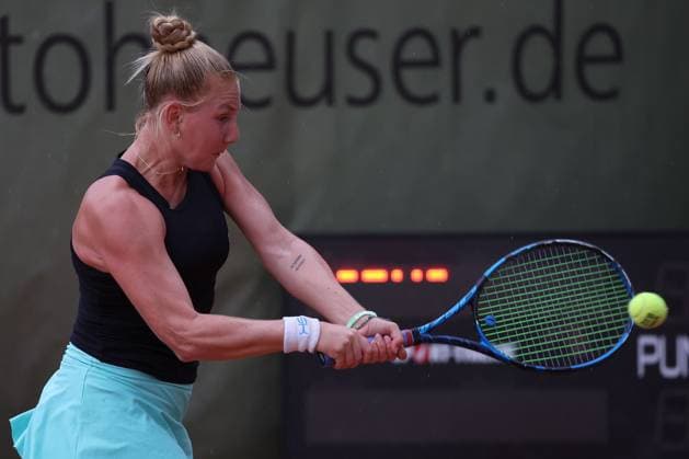 Darmstadt 19 July 2023 47 International Womens ITF W25 Singles Tennis Tournament v l , Jantje TILBUERGER GER playing a backhand Copyright: JoaquimxFerreira