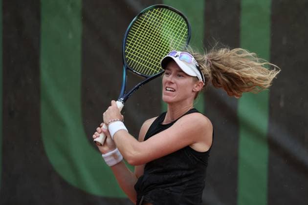 Darmstadt 19 July 2023 47 International Womens ITF W25 Singles Tennis Tournament v l , Alana PARNABY AUS plays a backhand Copyright: JoaquimxFerreira