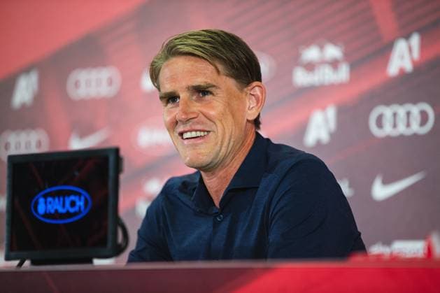 SOCCER - BL, RBS, press conference, PK, Pressekonferenz SALZBURG,AUSTRIA,19.JUL.23 - SOCCER - ADMIRAL Bundesliga, Red Bull Salzburg, press conference, farewell Christoph Freund. Image shows Christoph Freund.  GEPAxpictures xGintarexKarpaviciute