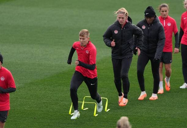 July 20, 2023, Melbourne, Australia: Canadas Quinn runs during a training session ahead of the FIFA Women s World Cup in Melbourne, Australia, Thursday, July 20, 2023. Canada News - July 20, 2023  - ZUMAc35_ 20230720_zaf_c35_004 Copyright: xScottxBarbourx