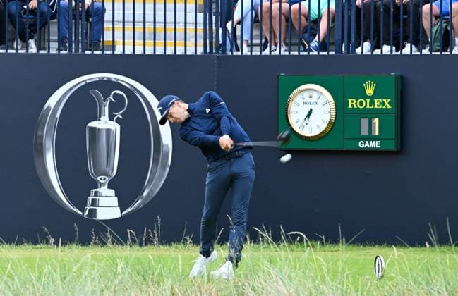Mandatory Credit: Photo by Greig Cowie Shutterstock (14015622c) Matthew Jordan gets the 151st Open Championship underway in Group One. Rolex The British Open Championship, Day One, Golf, Royal Liverpool Golf Club, Liverpool, UK - 20 Jul 2023 The British Open Championship, Day One, Golf, Royal Liverpool Golf Club, Liverpool, UK - 20 Jul 2023 Copyright: xGreigxCowie Shutterstockx 14015622c