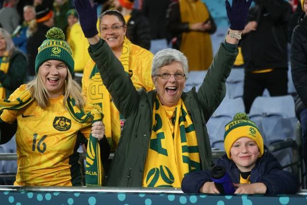 Australian fans celebrate winning the opening match during the FIFA Women s World Cup 2023 match between Australia Women and Republic of Ireland Women at Stadium Australia, Sydney, Australia on 20 July 2023. Copyright: xPeterxDovganx 37760065