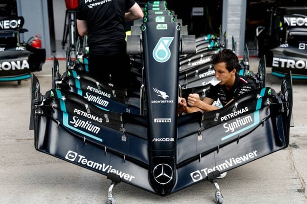 Mercedes AMG F1 W14 E Performanc front wings, F1 Grand Prix of Hungary at Hungaroring on July 20, 2023 in Budapest, Hungary Photo by HOCH ZWEI Budapest Hungary