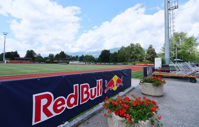 RB Leipzig Italy training camp Bruneck, 20 07 2023, Sportpark Reiperting Reischach, football, RB Leipzig GER Bundesliga training camp in South Tyrol Italy , In the picture stadium overview , Picture Point
