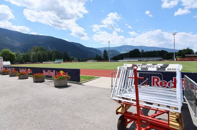RB Leipzig Italy training camp Bruneck, 20 07 2023, Sportpark Reiperting Reischach, football, RB Leipzig GER Bundesliga training camp in South Tyrol Italy , In the picture stadium overview , Picture Point
