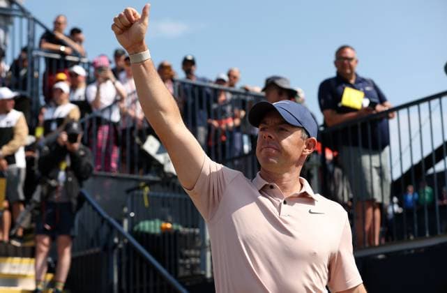 20th July 2023; Royal Liverpool Golf Club, Hoylake, Merseyside, England: The Open Championship Round 1; Rory McIlroy (NIR) asks for a referee for a free drop after a wild tee shot on the 2nd hole  ActionPlus12532861 DavidxBlunsden