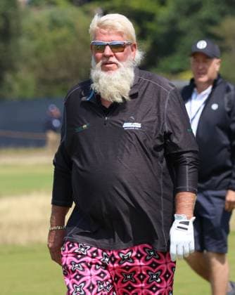 American John Daly walks down the 1st fairway on the first day at the 151st Open Championship at Royal Liverpool Golf Club in Hoylake, England on Thursday, July 20, 2023.  LON2023072051 HUGOxPHILPOTT