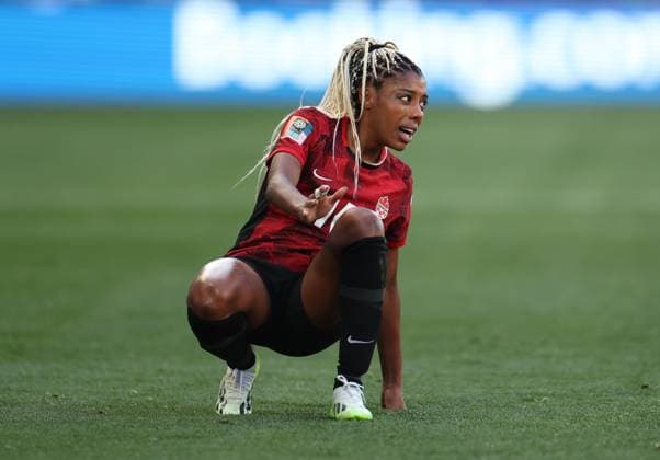 Mandatory Credit: Photo by Isabel Infantes Shutterstock (14016156al) Melbourne, Australia, July 21st 2023: Canada s Ashley Lawrence reacts during the 2023 FIFA Womens World Cup football match between Nigeria and Canada at Rectangular Stadium in Melbourne, Australia.(Isabel Infantes Shutterstock) Nigeria Women v Canada Women, FIFA Women s World Cup, Group B, Football, Melbourne Rectangular Stadium, Melbourne. Australia - 21 Jul 2023 Editorial use only Nigeria Women v Canada Women, FIFA Women s World Cup, Group B, Football, Melbourne Rectangular Stadium, Melbourne. Australia - 21 Jul 2023 Editorial use only  Copyright: xIsabelxInfantes Shutterstockx 14016156al