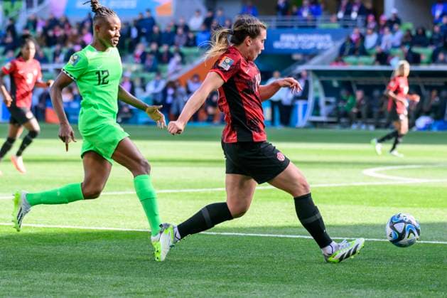 Chiamaka Nnadozie and Vanessa Gilles during the FIFA Women s World Cup 2023 match between Nigeria Women and Canada Women at Melbourne Rectangular Stadium, Melbourne, Australia on 21 July 2023. Copyright: xRichardxNicholsonx 37810013