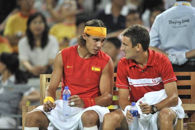 Beijing 2008 Olympic Games, Olympische Spiele, Olympia, OS - Nadal and Robredo defeat Bjorkman and Soderling Spain s Rafael Nadal and Tommy Robredo defeats, 6-3, 6-3, Sweden s Jonas Bjorkman and Robin Soderling in their first round double match at the XXIX Olympic games at the Olympic Green Tennis Center in Beijing, China on August 11, 2008. Photo by Gouhier-Hahn-Nebinger Cameleon ABACAPRESS.COM Beijing China  Copyright: xGouhier-Hahn-Nebinger ABACAx 160492_033 Gouhier-Hahn-Nebinger ABACAx 160492_033