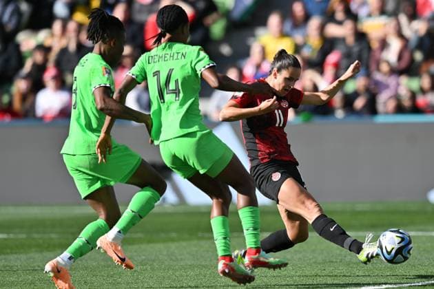 Nigeria v Canada: Group B - FIFA Women s World Cup Australia & New Zealand 2023 Evelyne Viens of Canada controls the ball during the FIFA Women s World Cup Group B match between Nigeria and Canada at Melbourne Rectangular Stadium on July 21, 2023 in Melbourne Naarm, Australia. Melbourne Australia  Copyright: xIzharxKhanx originalFilename:khan-nigeriav230721_npO1P.jpg