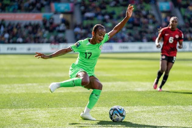 Melbourne, Australia, July 21st 2023: Francisca Ordega (17 Nigeria) dribbles with the ball during the 2023 FIFA Womens World Cup football match between Nigeria and Canada at Melbourne Rectangular Stadium in Melbourne, Australia. (Noe Llamas SPP) Copyright: xNoexLlamasx xSPPx spp-en-NoLlSp-20230721-NOE00447