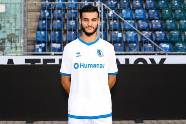 Mohammed El Hankouri 1 FC Magdeburg,11 2 football Bundesliga portrait appointment 2023 2024 official photo appointment 1 FC Magdeburg in the MDCC Arena in Magdeburg portrait, portrait,single image,Germany, football, men,GER,20 07 2023 Christian Schroedter