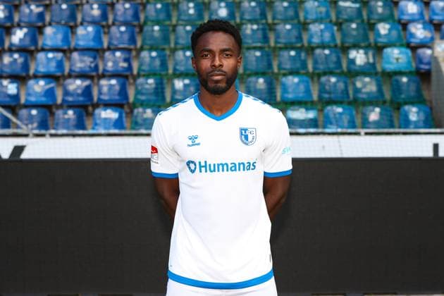 Daniel Heber 1 FC Magdeburg,15 2 football Bundesliga portrait appointment 2023 2024 official photo appointment 1 FC Magdeburg in the MDCC Arena in Magdeburg portrait, portrait,single picture,Germany, football, men,GER,20 07 2023 Christian Schroedter
