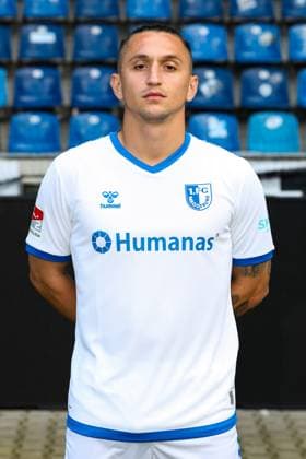 Baris Atik 1 FC Magdeburg,23 2 football Bundesliga portrait appointment 2023 2024 official photo appointment 1 FC Magdeburg in the MDCC Arena in Magdeburg portrait, portrait,single image,Germany, football, men,GER,20 07 2023 Christian Schroedter