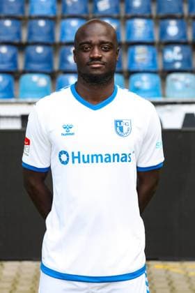 Amara Conde 1 FC Magdeburg,29 2 football Bundesliga portrait appointment 2023 2024 official photo appointment 1 FC Magdeburg in the MDCC Arena in Magdeburg portrait, portrait,single image,Germany, football, men,GER,20 07 2023 Christian Schroedter