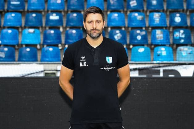 Co coach Andre Kilian 1 FC Magdeburg 2 football Bundesliga portrait appointment 2023 2024 official photo appointment 1 FC Magdeburg in the MDCC Arena in Magdeburg portrait, portrait,single picture,Germany, football, men,GER,20 07 2023 Christian Schroedter