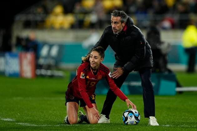 Spain v Costa Rica: Group C - FIFA Women s World Cup Australia & New Zealand 2023 Jorge Vilda head coach of Spain and Olga Carmona of Spain and Real Madrid during the FIFA Women s World Cup Australia & New Zealand 2023 Group C match between Spain and Costa Rica at Wellington Regional Stadium on July 21, 2023 in Wellington Te Whanganui-a-Tara, New Zealand. Wellington New Zealand  Copyright: xJosexBretonx originalFilename:breton-spainvco230721_npTCu.jpg